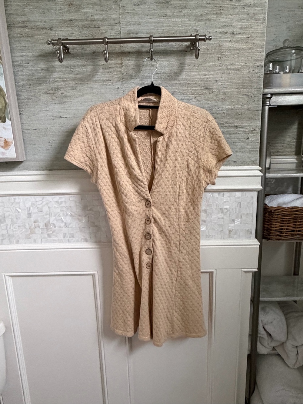 Small free people FP beach Ramona textured one piece romper shorts cream beige - Picture 3 of 12